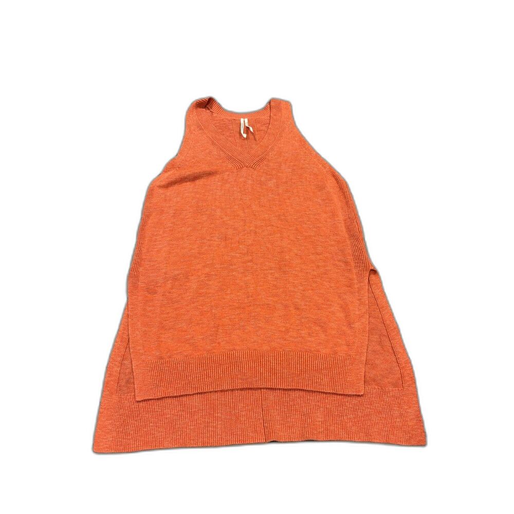 By Anthropologie Knit Top Womens Size Medium Orange Sleeveless Tunic
